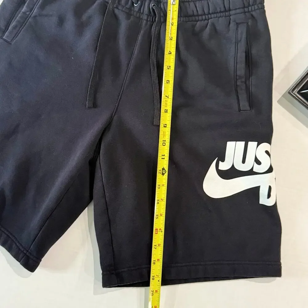 Nike Just Do It Black Fleece Shorts Men’s Size L Elastic Waist With Pockets